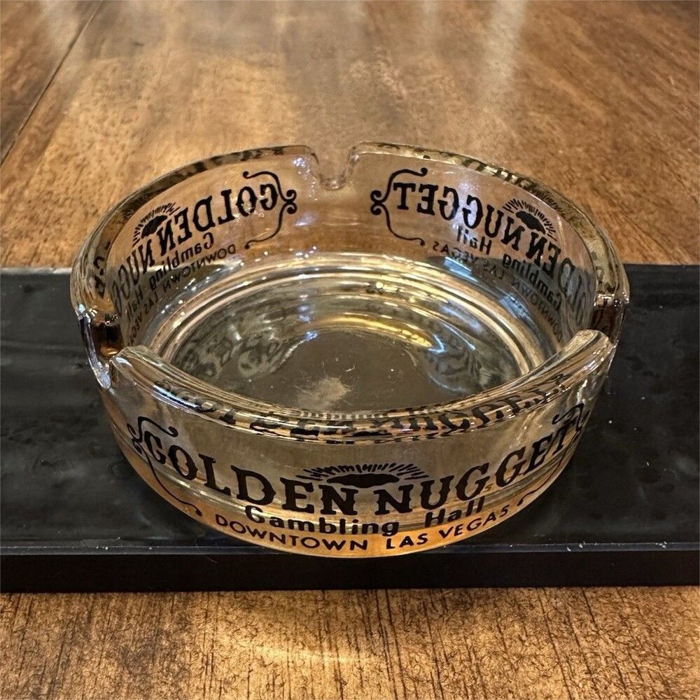 Golden Nugget Downtown Las Vegas Casino Glass Advertising Ashtray